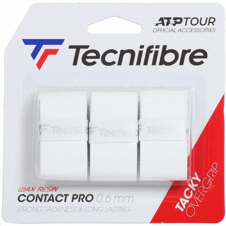 Pack 3 overgrips TECNIFIBRE pro contact blanco tenis, padel